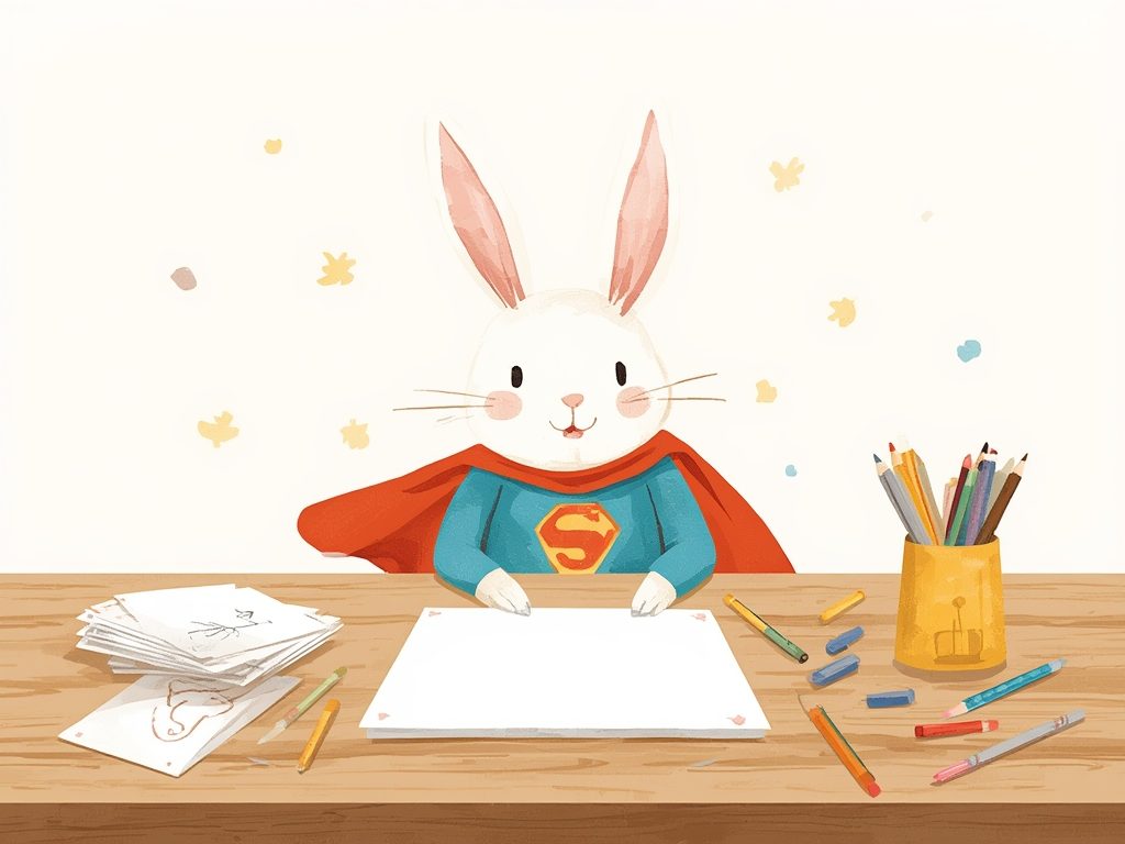 Illustration Simon Super Lapin : coloriage lapin à imprimer